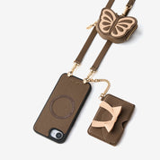 Flutter Flow- Crossbody Wallet Case with Butterfly AirPods Pouch & MagSafe