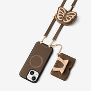 Flutter Flow- Crossbody Wallet Case with Butterfly AirPods Pouch & MagSafe