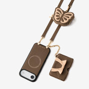 Flutter Flow- Crossbody Wallet Case with Butterfly AirPods Pouch & MagSafe