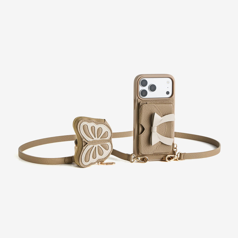 Flutter Flow- Crossbody Wallet Case with Butterfly AirPods Pouch & MagSafe