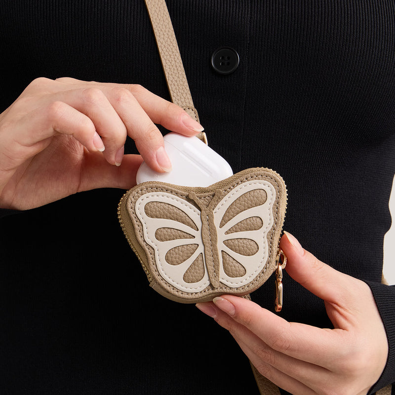 Flutter Flow- Crossbody Wallet Case with Butterfly AirPods Pouch & MagSafe