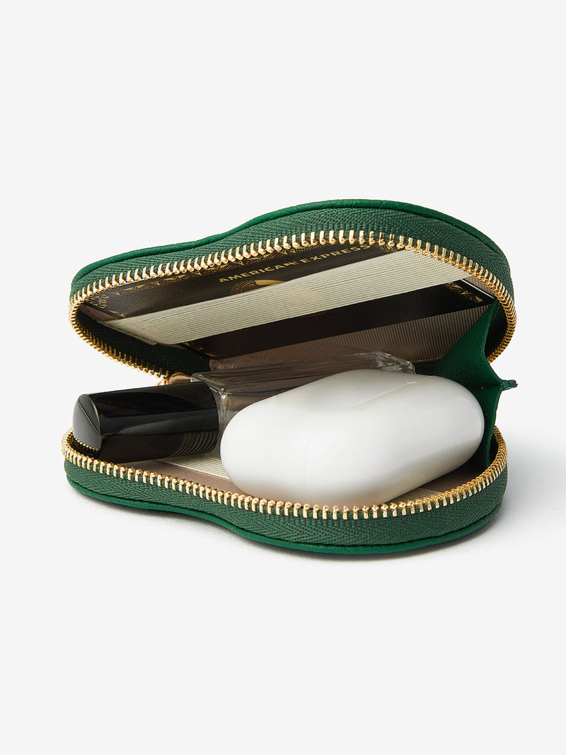 zipper heart pouch Green
