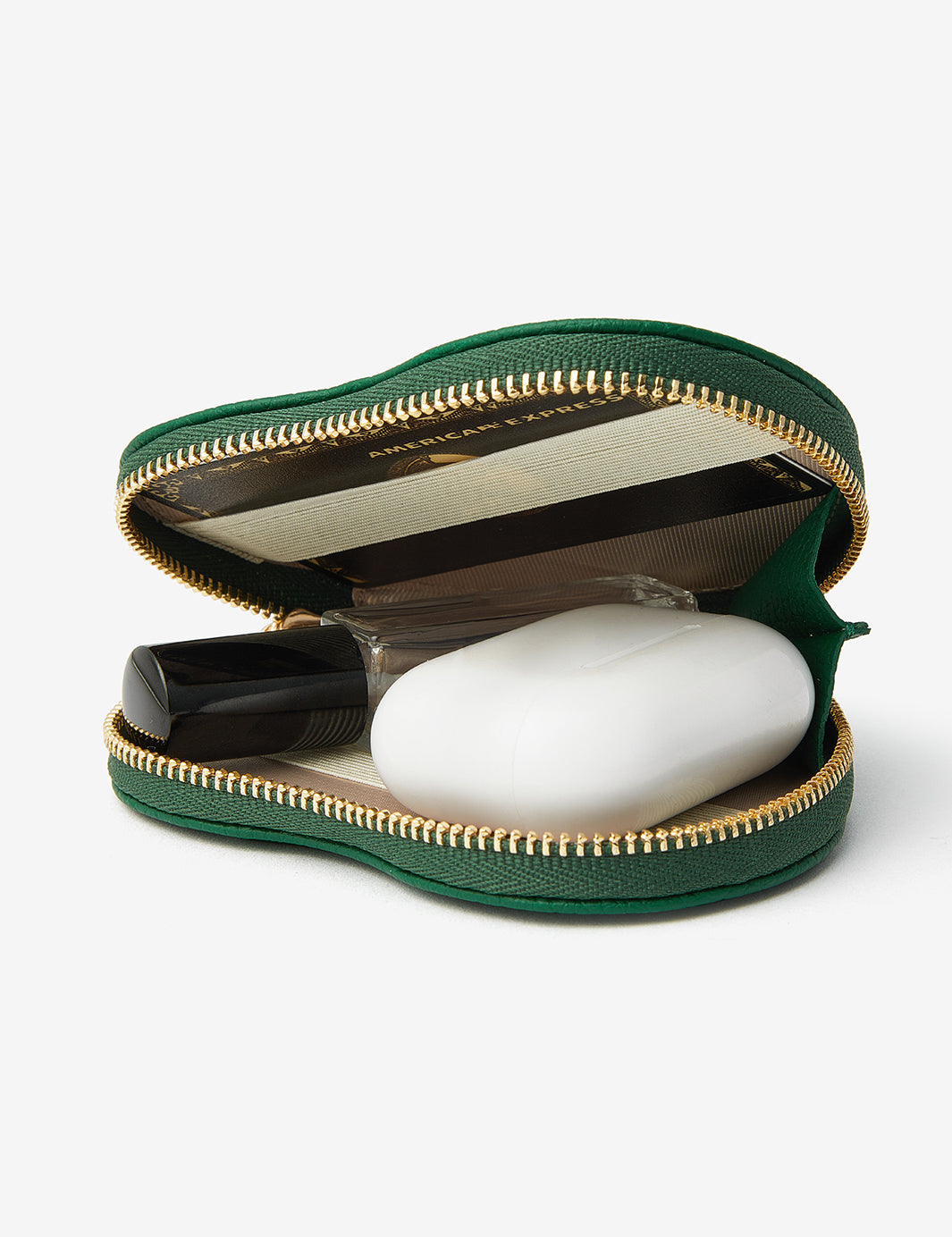 zipper heart pouch Green
