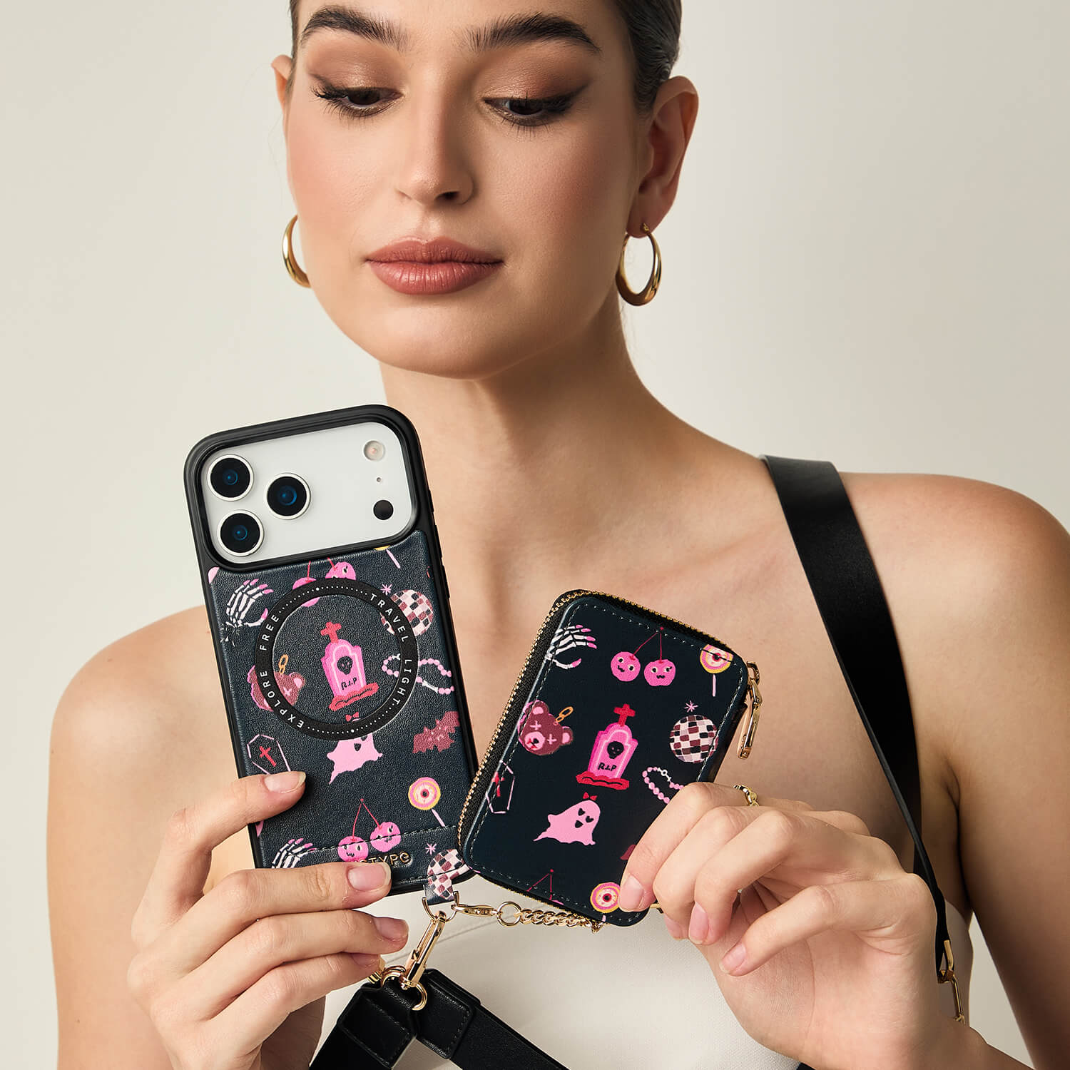 Halloween Theme- Magnetic Phone Case with Sling & Card Slots-Mobile Phone Cases-DETACHABLE WALLET & PHONE POUCH