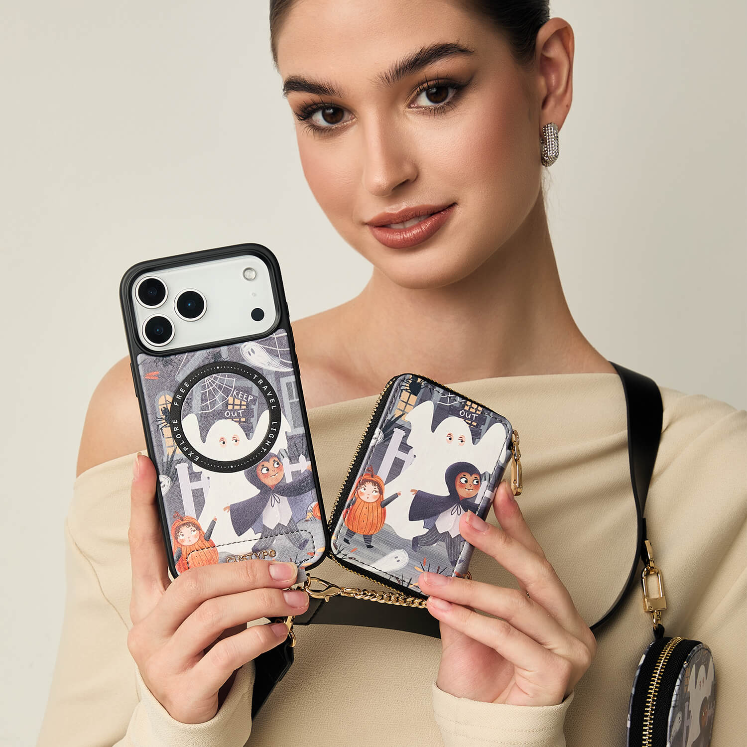 Halloween Theme- Magnetic Phone Case with Sling & Card Slots-Mobile Phone Cases-DETACHABLE WALLET & PHONE POUCH