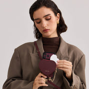 Heart Design Kit- Detachable Wireless Charging Crossbody Wallet Phone Case Pouch Set - iPhone 17e
