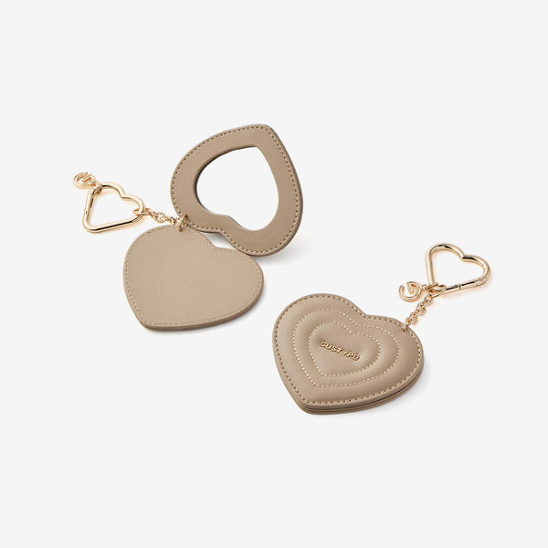 Heart Portable Mirror in Taupe