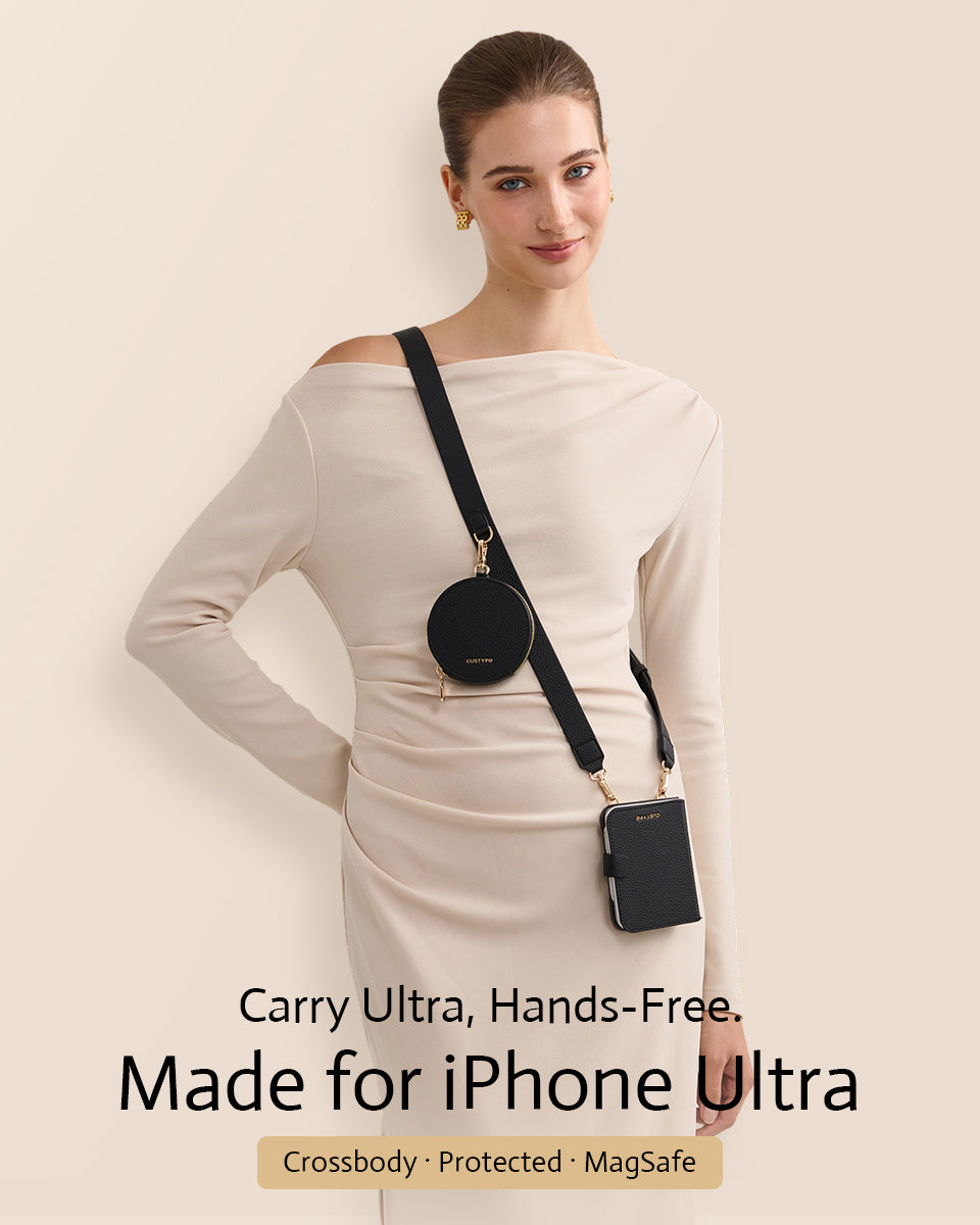 iPhone Ultra MagSafe crossbody case in black with gold hardware – Custype