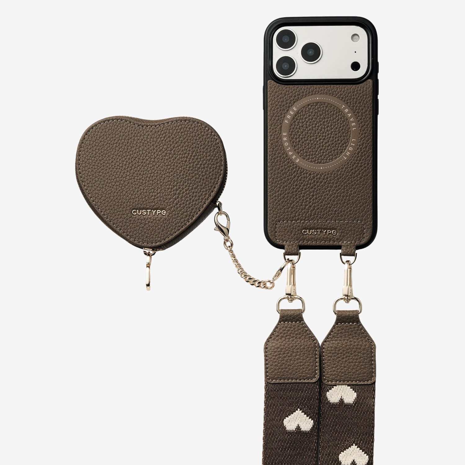 Morandi Grace Kit- Sling Phone Case with Magnetic Heart Pouch-Mobile Phone Cases-DETACHABLE WALLET & WIRELESS CHARGING