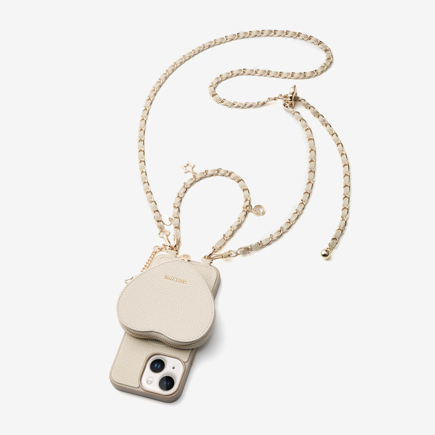 Custype iPhone 15 ケース、ストラップとカードホルダー付き、レザー