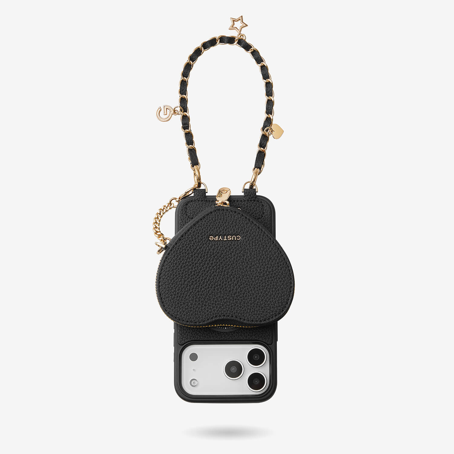 Allure Chain Series- iPhone Case with Heart Pouch & Chain Strap-Mobile Phone Cases-DETACHABLE WALLET & WIRELESS CHARGING
