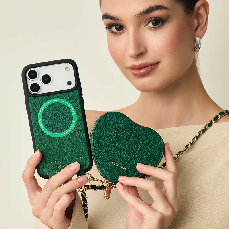 Allure Chain Series- iPhone Case with Heart Pouch & Chain Strap