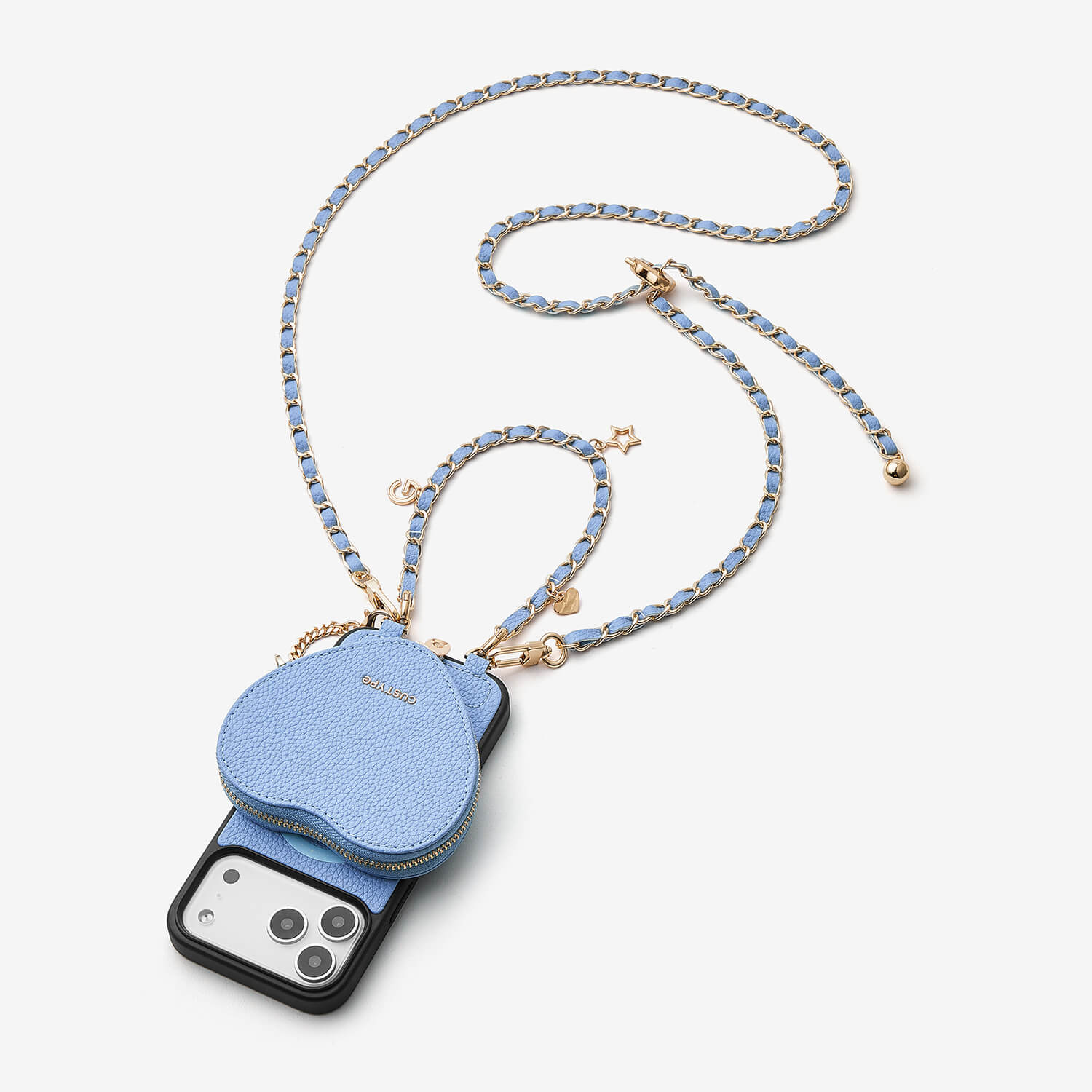 Allure Chain Series- iPhone Case with Heart Pouch & Chain Strap-Mobile Phone Cases-DETACHABLE WALLET & WIRELESS CHARGING