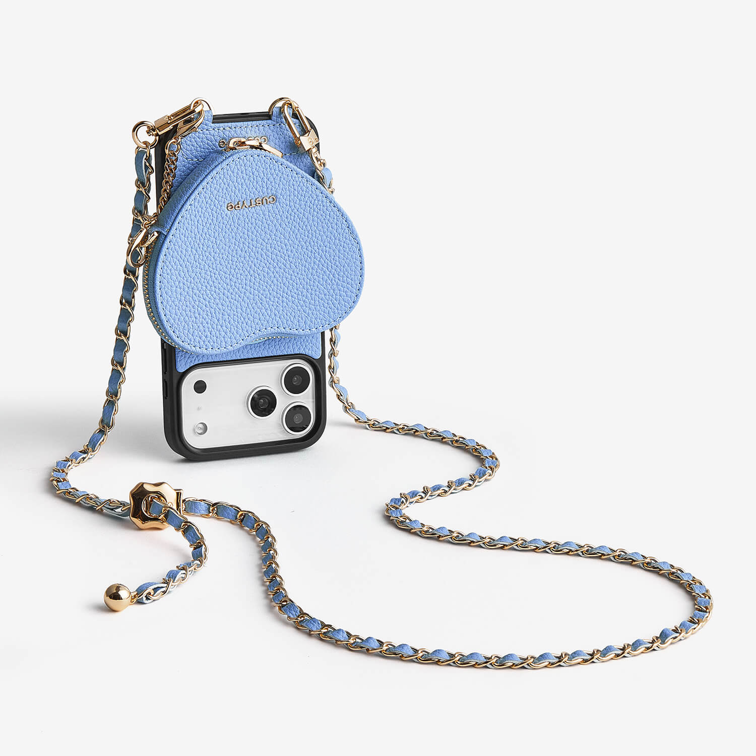 Allure Chain Series- iPhone Case with Heart Pouch & Chain Strap-Mobile Phone Cases-DETACHABLE WALLET & WIRELESS CHARGING
