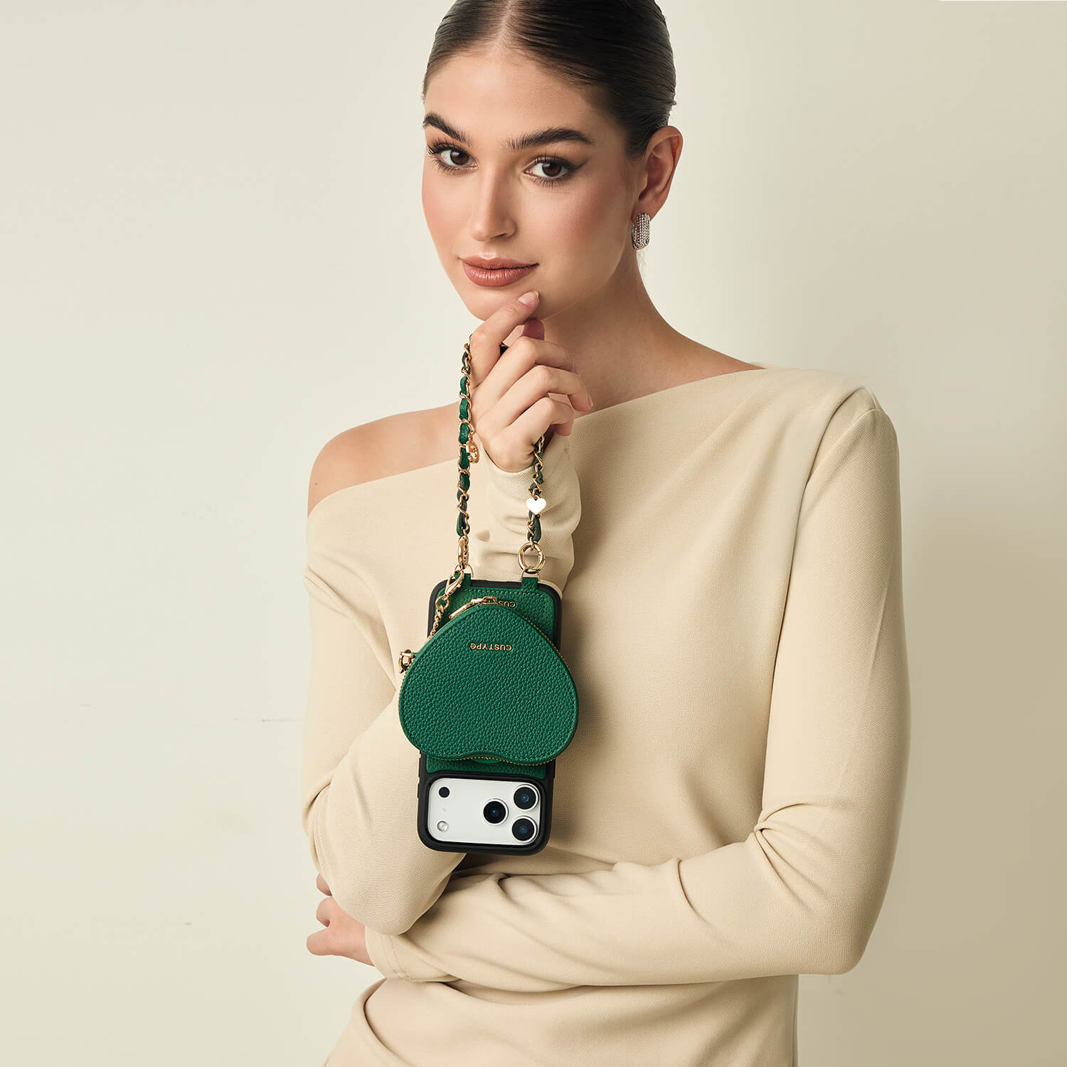 Allure Chain Series- iPhone Case with Heart Pouch & Chain Strap