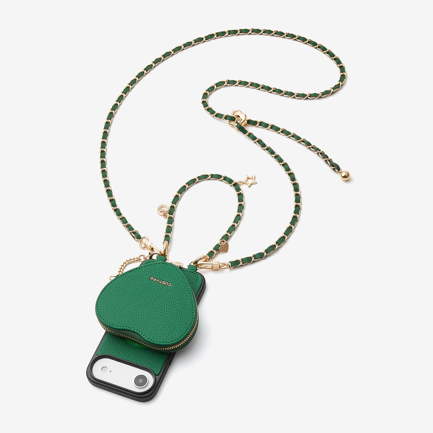 Allure Chain Series- iPhone Case with Heart Pouch & Chain Strap-Mobile Phone Cases-DETACHABLE WALLET & WIRELESS CHARGING