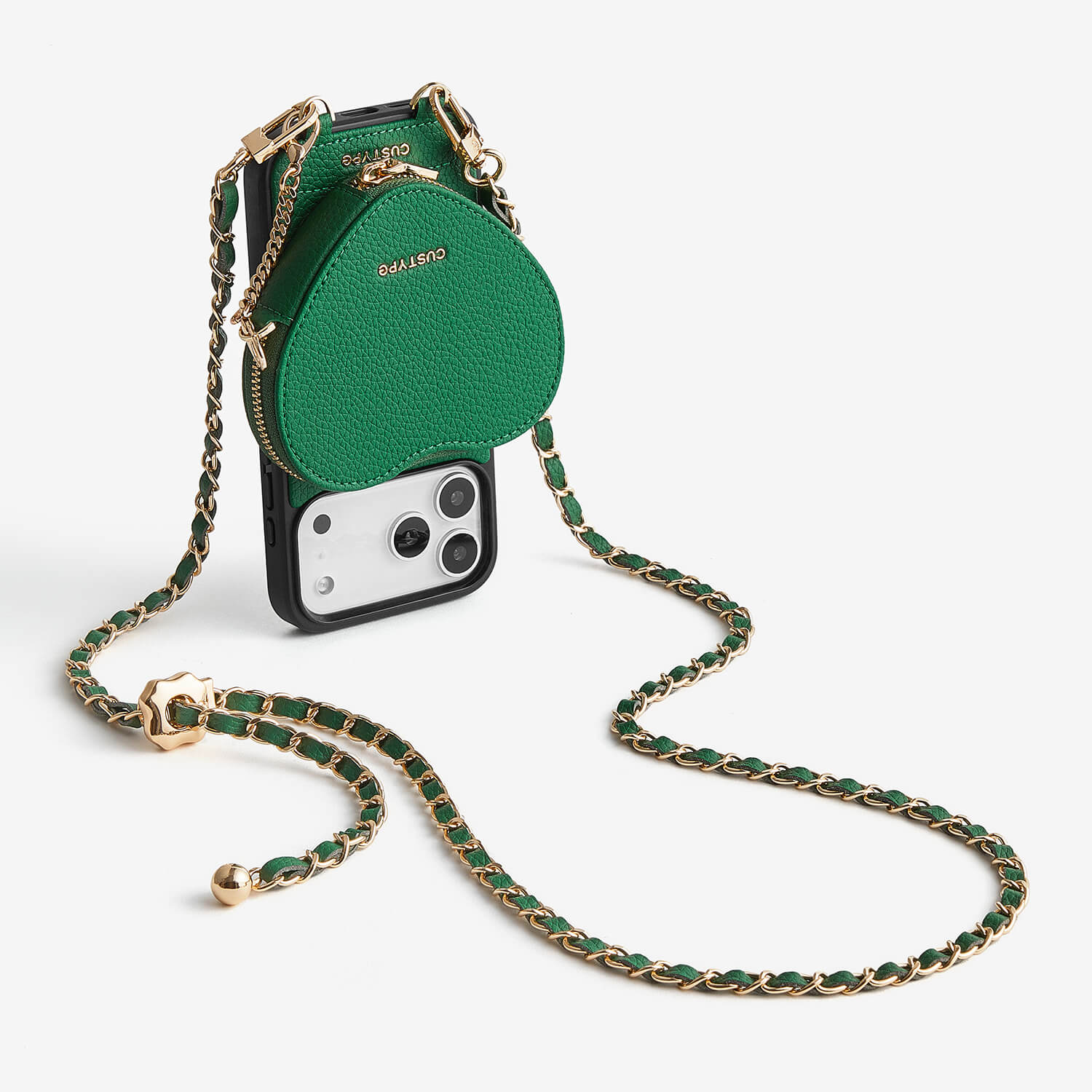 Allure Chain Series- iPhone Case with Heart Pouch & Chain Strap-Mobile Phone Cases-DETACHABLE WALLET & WIRELESS CHARGING