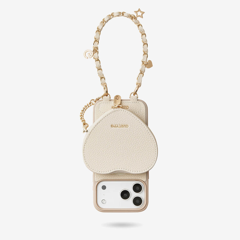 Allure Chain Series- iPhone Case with Heart Pouch & Chain Strap-Mobile Phone Cases-DETACHABLE WALLET & WIRELESS CHARGING