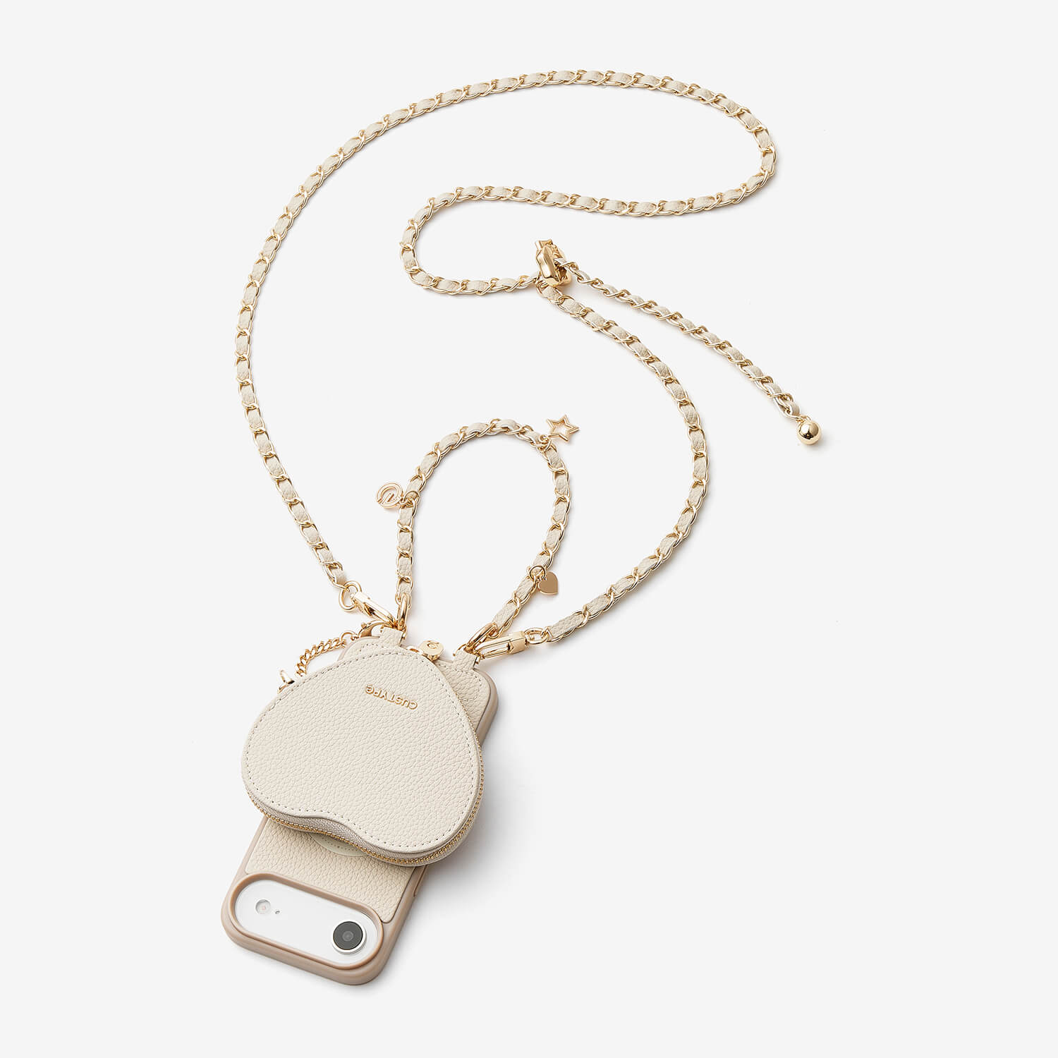 Allure Chain Series- iPhone Case with Heart Pouch & Chain Strap-Mobile Phone Cases-DETACHABLE WALLET & WIRELESS CHARGING