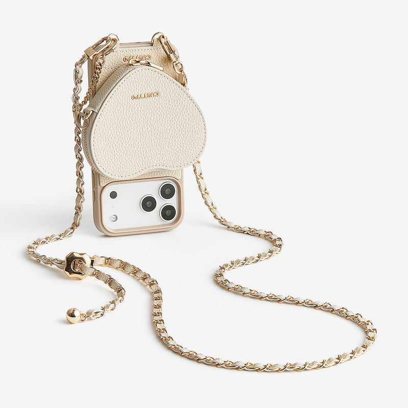 Allure Chain Series- iPhone Case with Heart Pouch & Chain Strap-Mobile Phone Cases-DETACHABLE WALLET & WIRELESS CHARGING