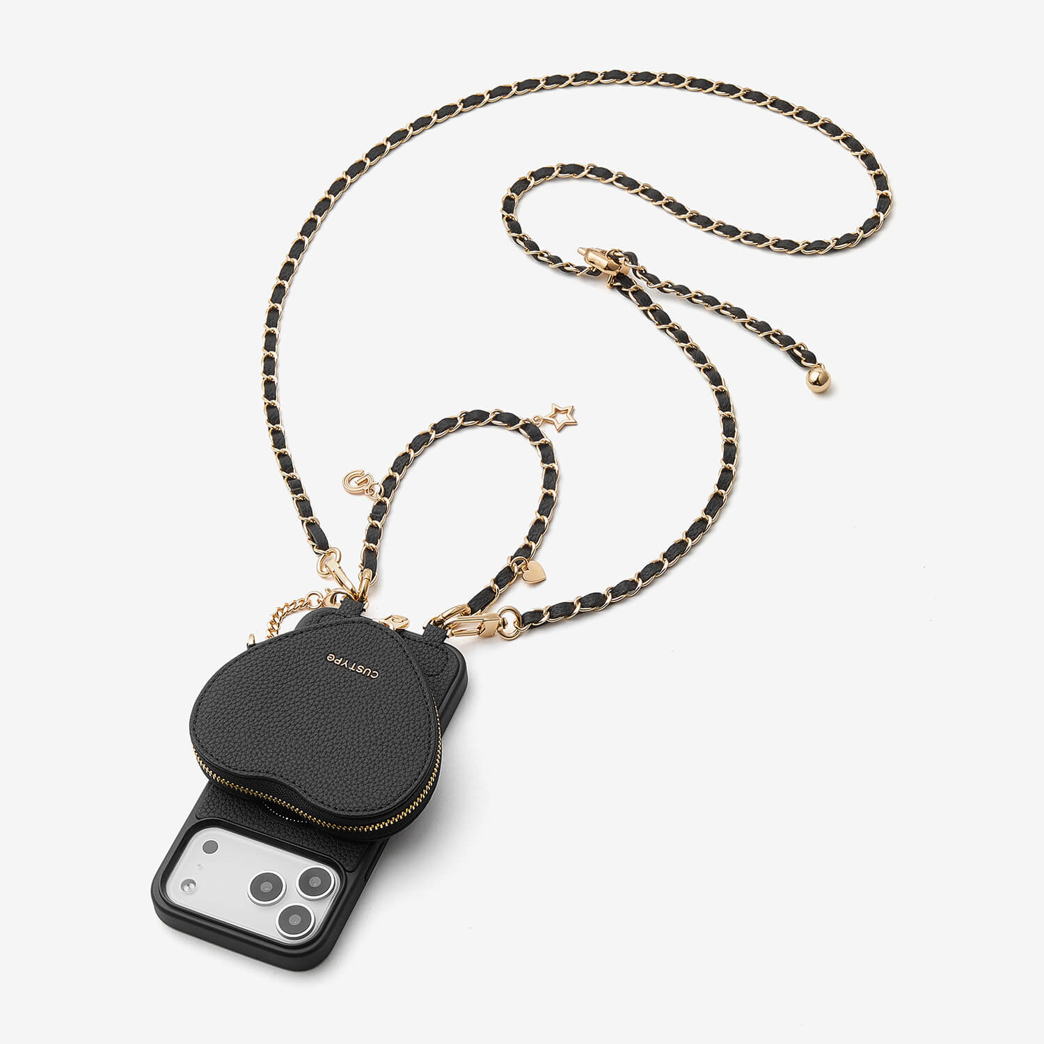 Allure Chain Series- iPhone Case with Heart Pouch & Chain Strap-Mobile Phone Cases-DETACHABLE WALLET & WIRELESS CHARGING