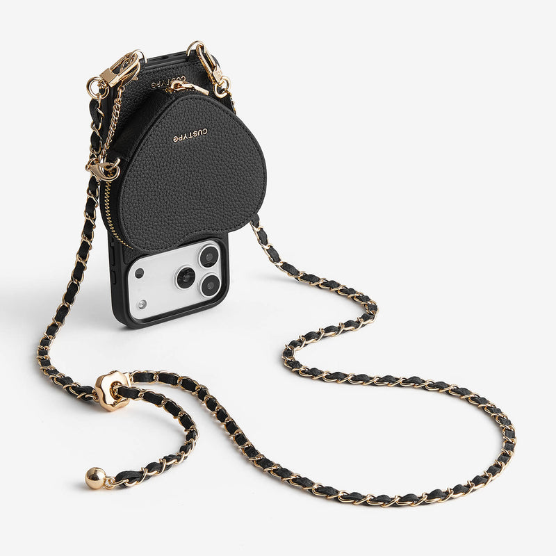 Allure Chain Series- iPhone Case with Heart Pouch & Chain Strap-Mobile Phone Cases-DETACHABLE WALLET & WIRELESS CHARGING