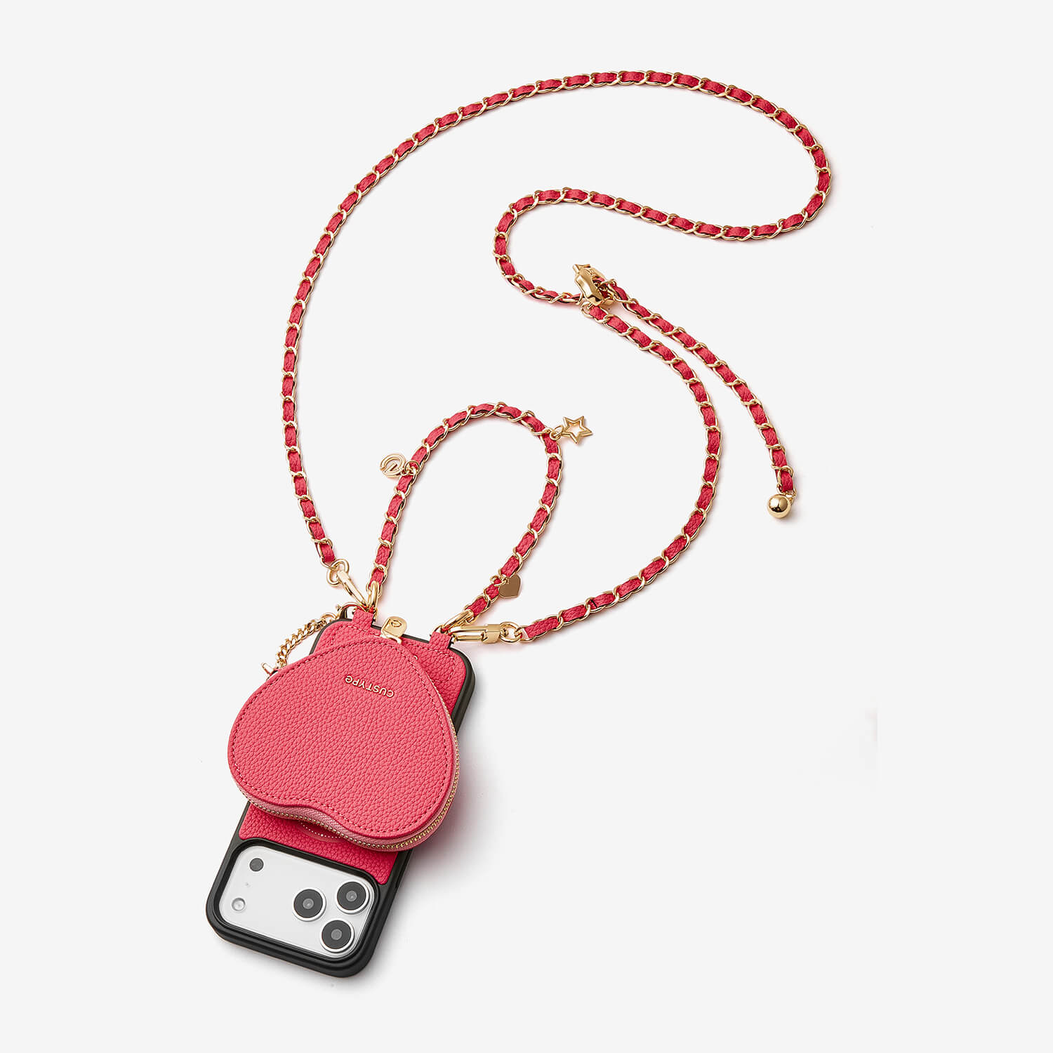 Allure Chain Series- iPhone Case with Heart Pouch & Chain Strap-Mobile Phone Cases-DETACHABLE WALLET & WIRELESS CHARGING