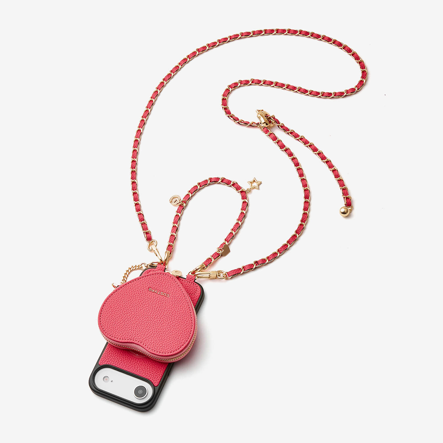 Allure Chain Series- iPhone Case with Heart Pouch & Chain Strap-Mobile Phone Cases-DETACHABLE WALLET & WIRELESS CHARGING