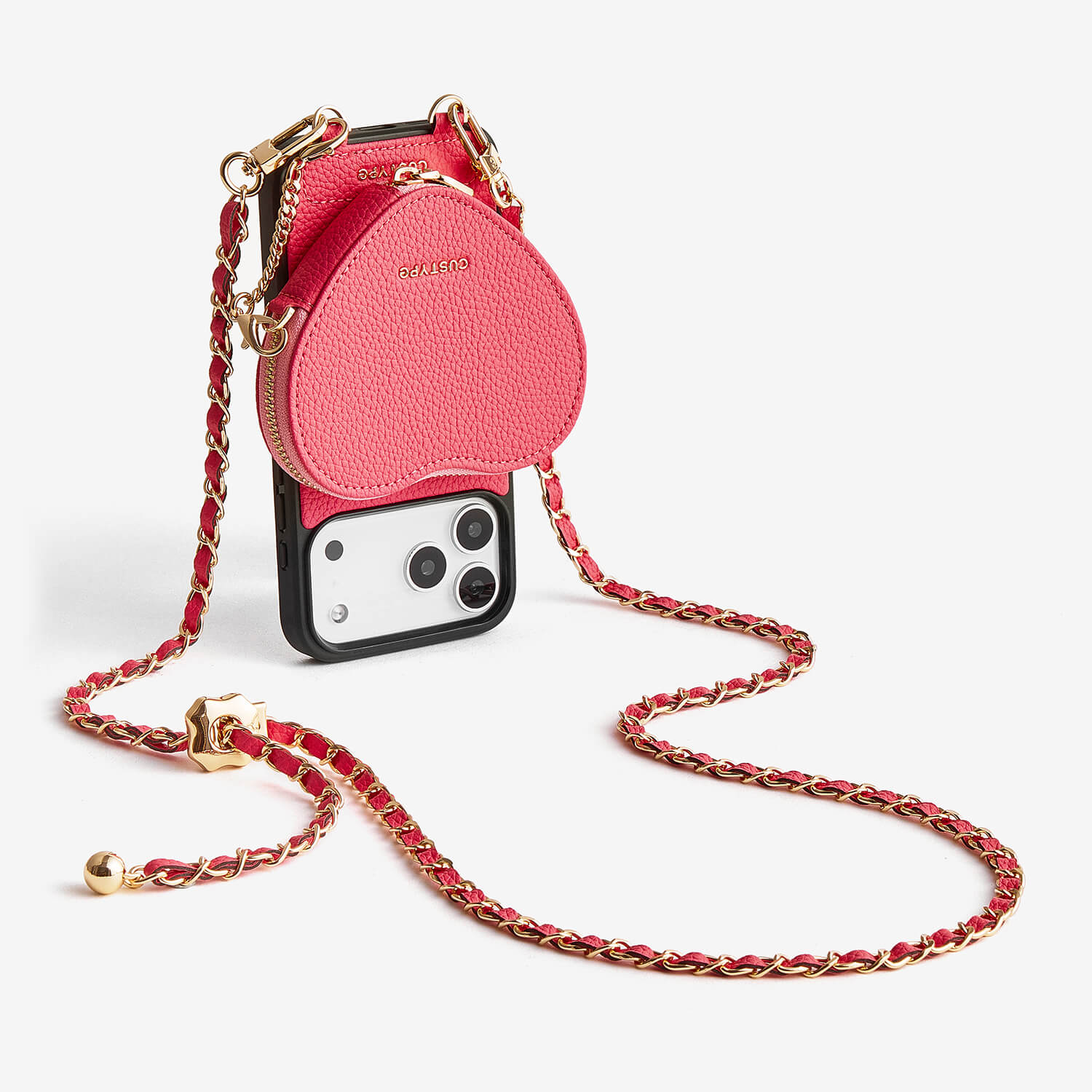 Allure Chain Series- iPhone Case with Heart Pouch & Chain Strap-Mobile Phone Cases-DETACHABLE WALLET & WIRELESS CHARGING