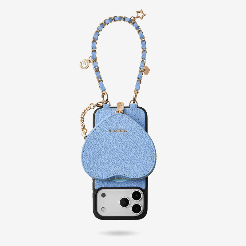 Allure Chain Series- iPhone Case with Heart Pouch & Chain Strap-Mobile Phone Cases-DETACHABLE WALLET & WIRELESS CHARGING