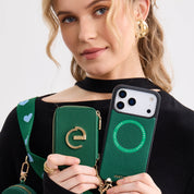 オリジナルデザインセット - マグネット式ウォレット＆ウェビングストラップ付きiPhoneケース