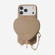 taupe heart pouch iPhone 17 pro case