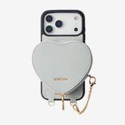 Morandi Grace Kit- iPhone Case with Strap & Zipper Heart Pouch-Mobile Phone Cases-DETACHABLE WALLET & WIRELESS CHARGING