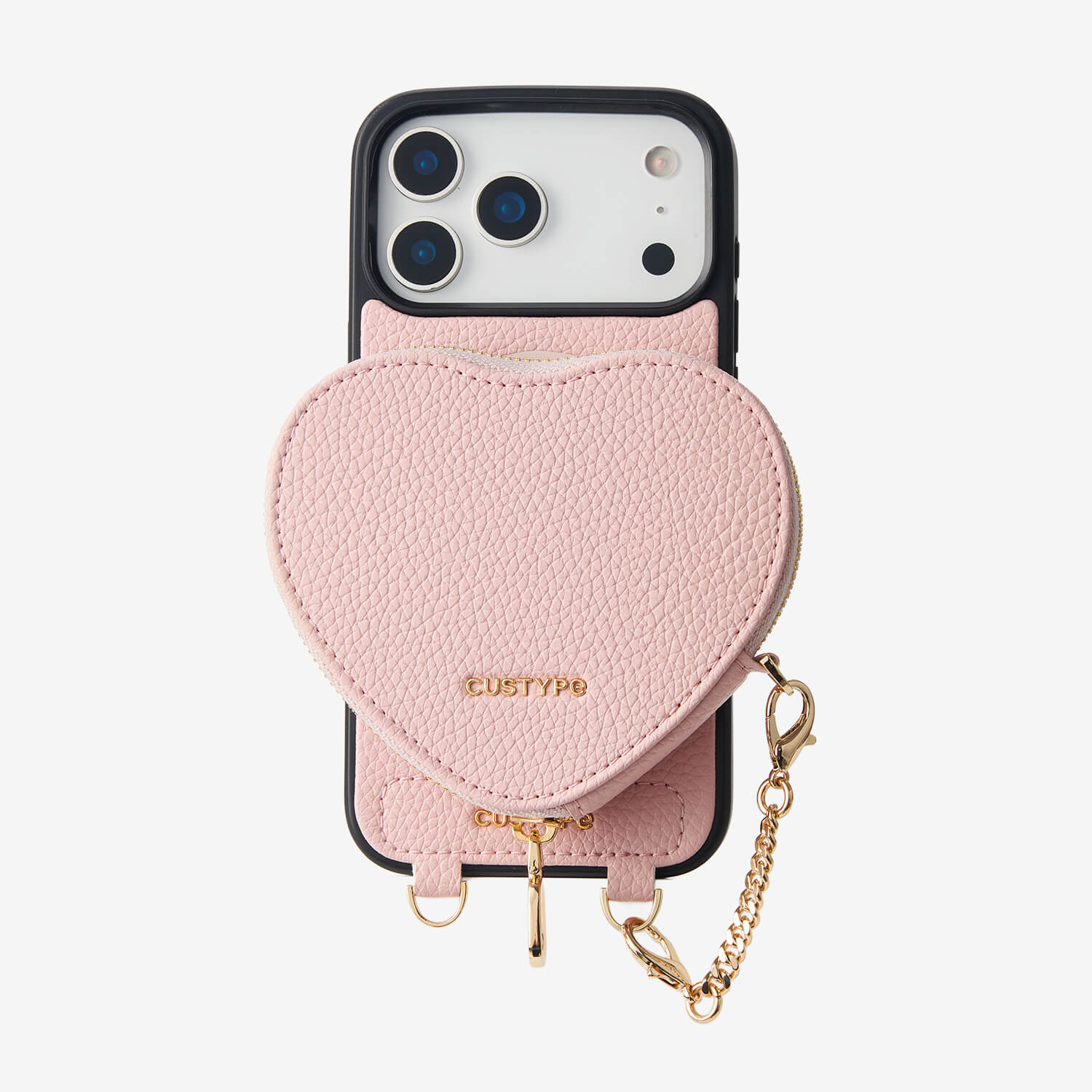 custype ハート型ポーチ付きiPhoneケース　17pro max ハートデザインキット - 取り外し可能なワイヤレス充電クロス