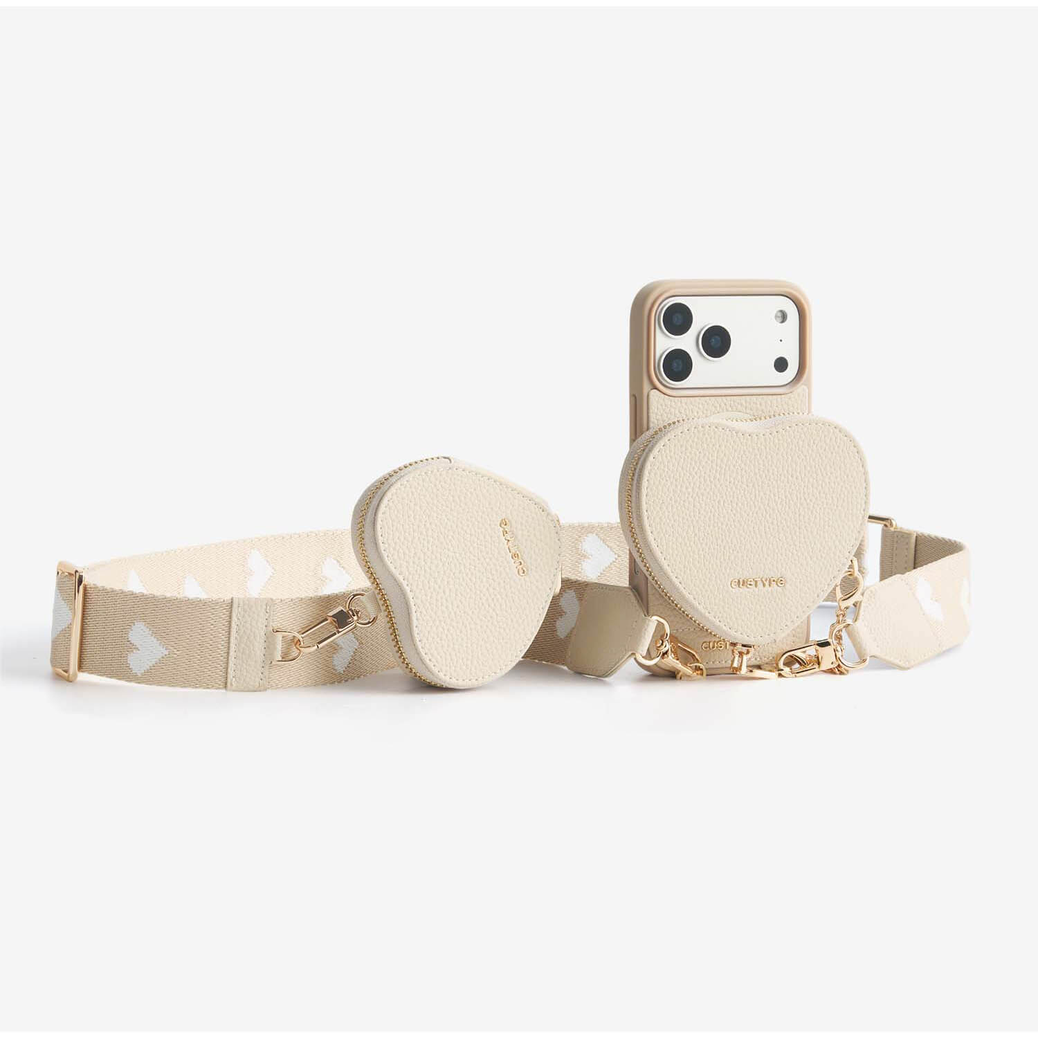 Heart Airpod Kit- iPhone Crossbody Case with Magnet & Airpods Pouch-Mobile Phone Cases-DETACHABLE WALLET & PHONE POUCH