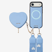 Heart Design Kit- Magnetic Phone Case with Webbing Crossbody & Pouch-Mobile Phone Cases-DETACHABLE WALLET & WIRELESS CHARGING