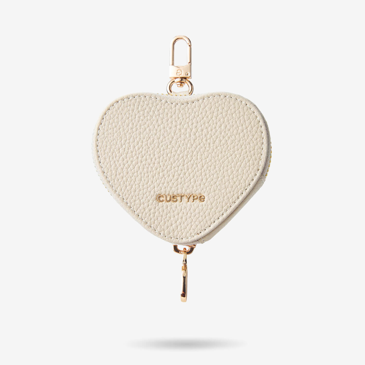 Heart Airpod Pouch with Zipper-AirPods case-Lychee Pattern Leather Mini Zip Pouch