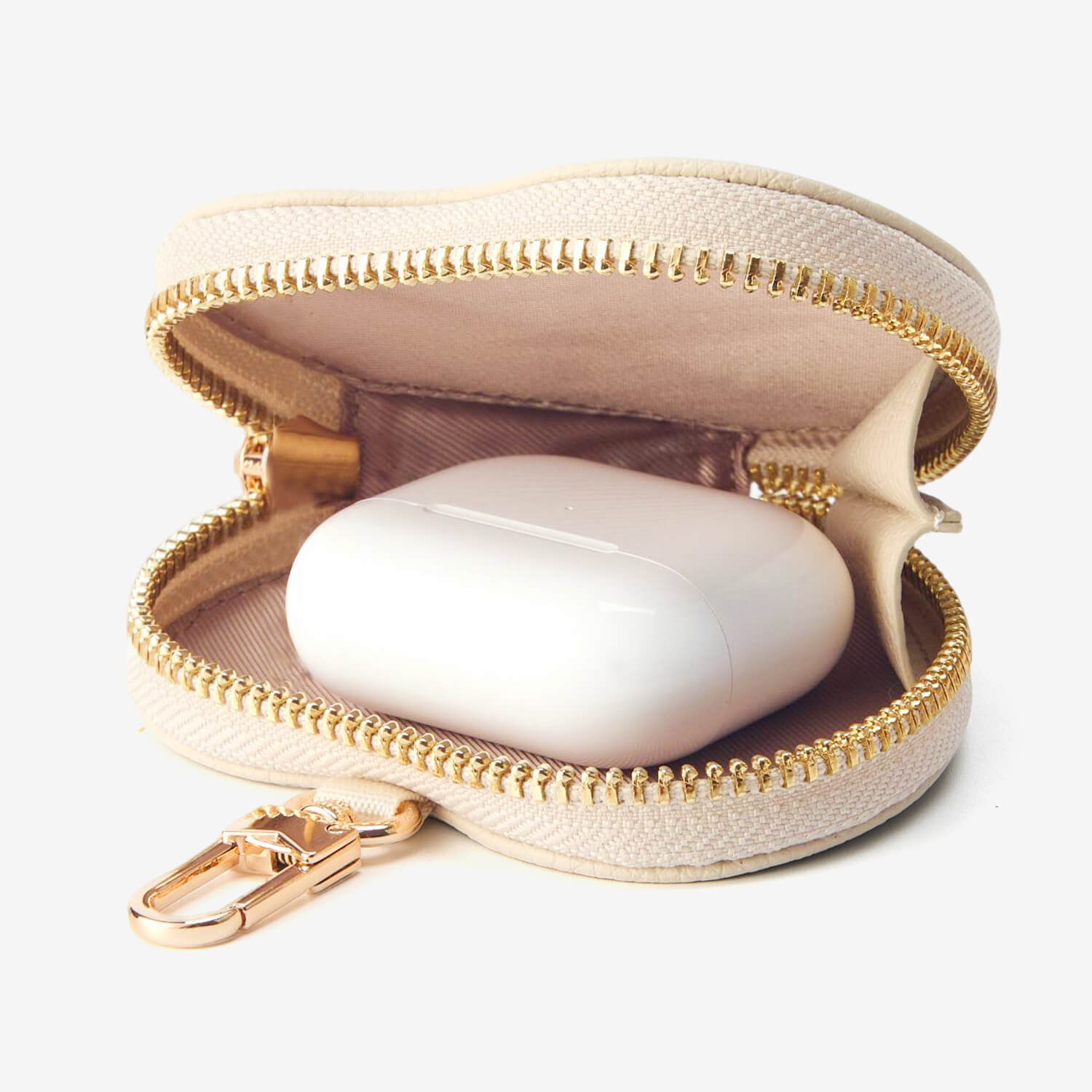 Heart Airpod Pouch with Zipper-AirPods case-Lychee Pattern Leather Mini Zip Pouch