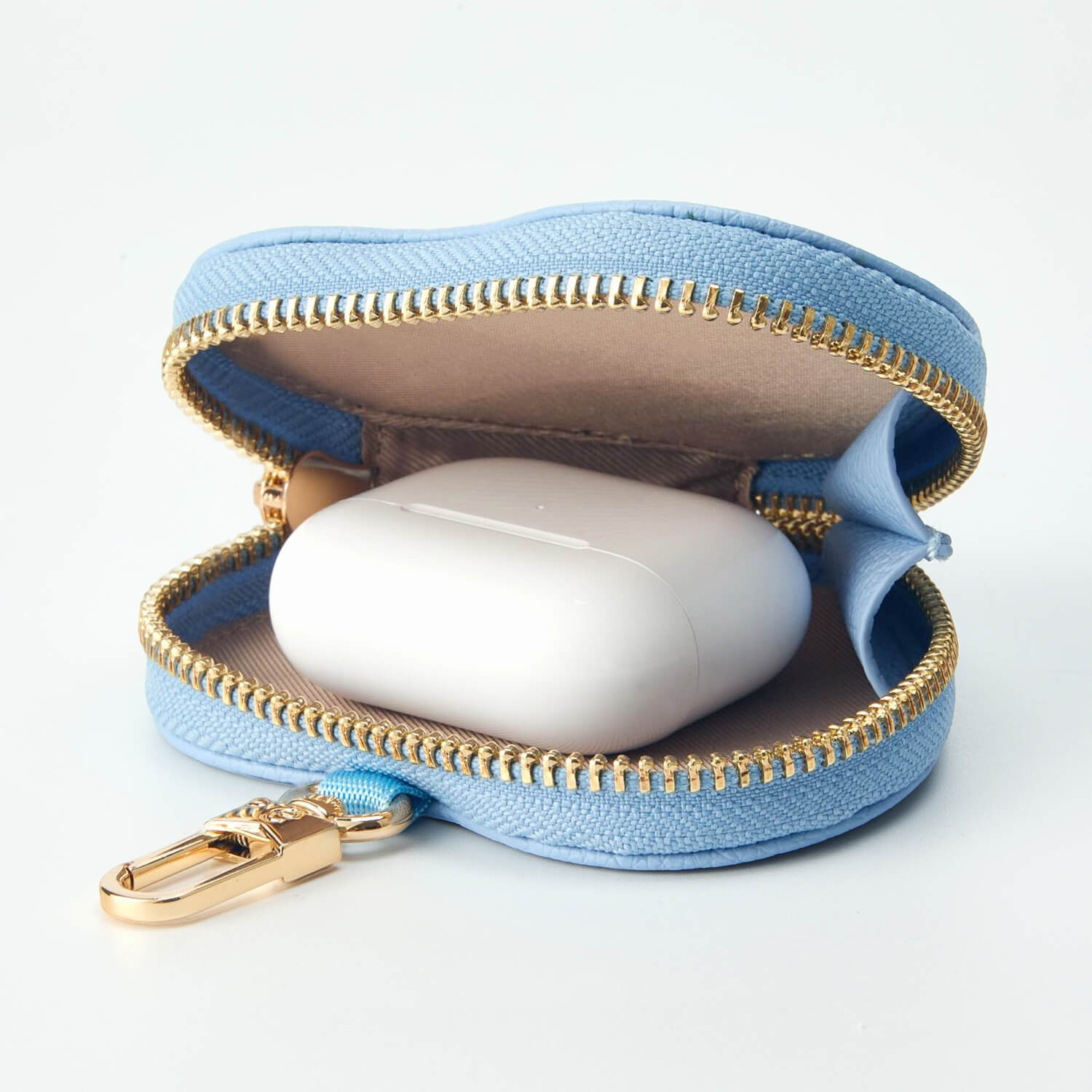 Heart Airpod Pouch with Zipper-AirPods case-Lychee Pattern Leather Mini Zip Pouch