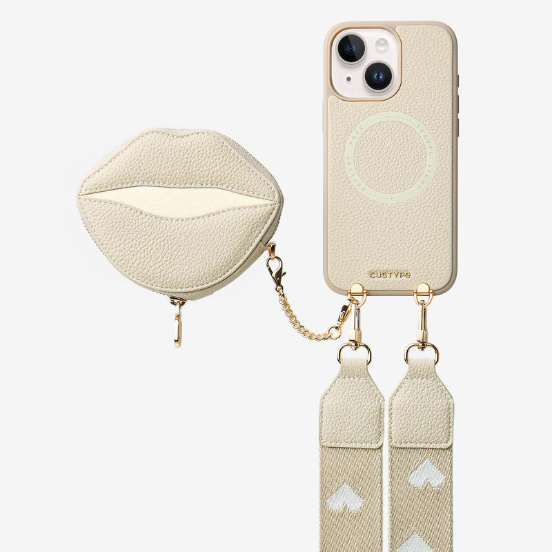 Sultry Kiss- iPhone Crosssbody Case with Magnetic Lip Pouch-Custype