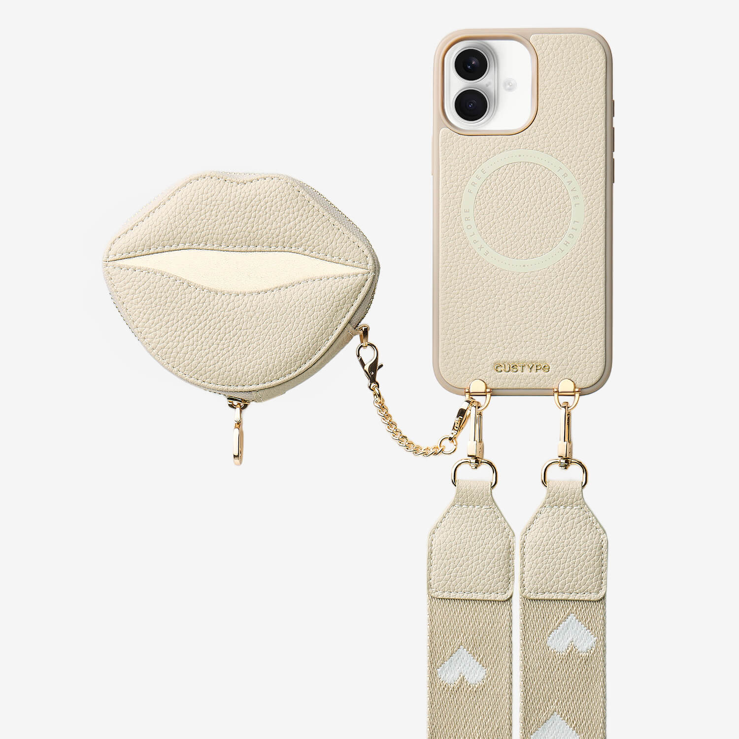 ルトリー・キス ― マグネット式リップポーチ付き iPhone クロスボディケース