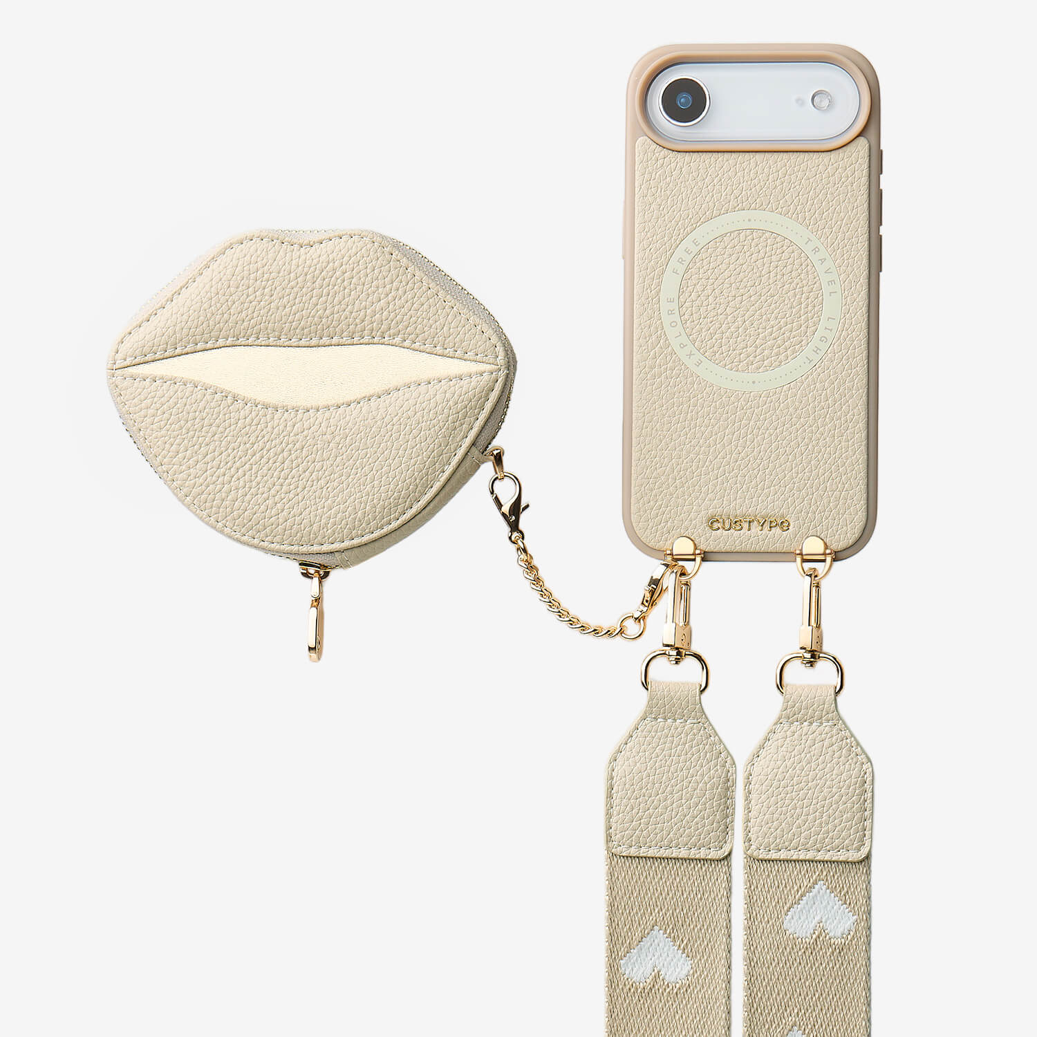 Sultry Kiss- iPhone Crosssbody Case with Magnetic Lip Pouch-Custype