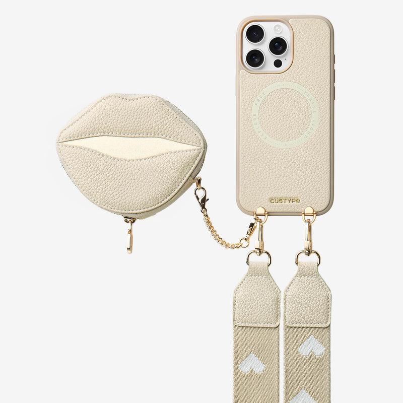 Sultry Kiss- iPhone Crosssbody Case with Magnetic Lip Pouch - iPhone 16 Pro