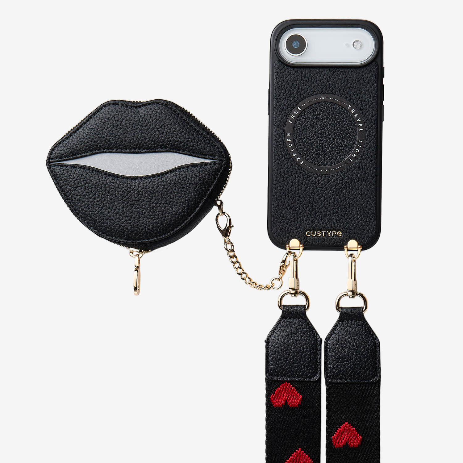 ルトリー・キス ― マグネット式リップポーチ付き iPhone クロスボディケース