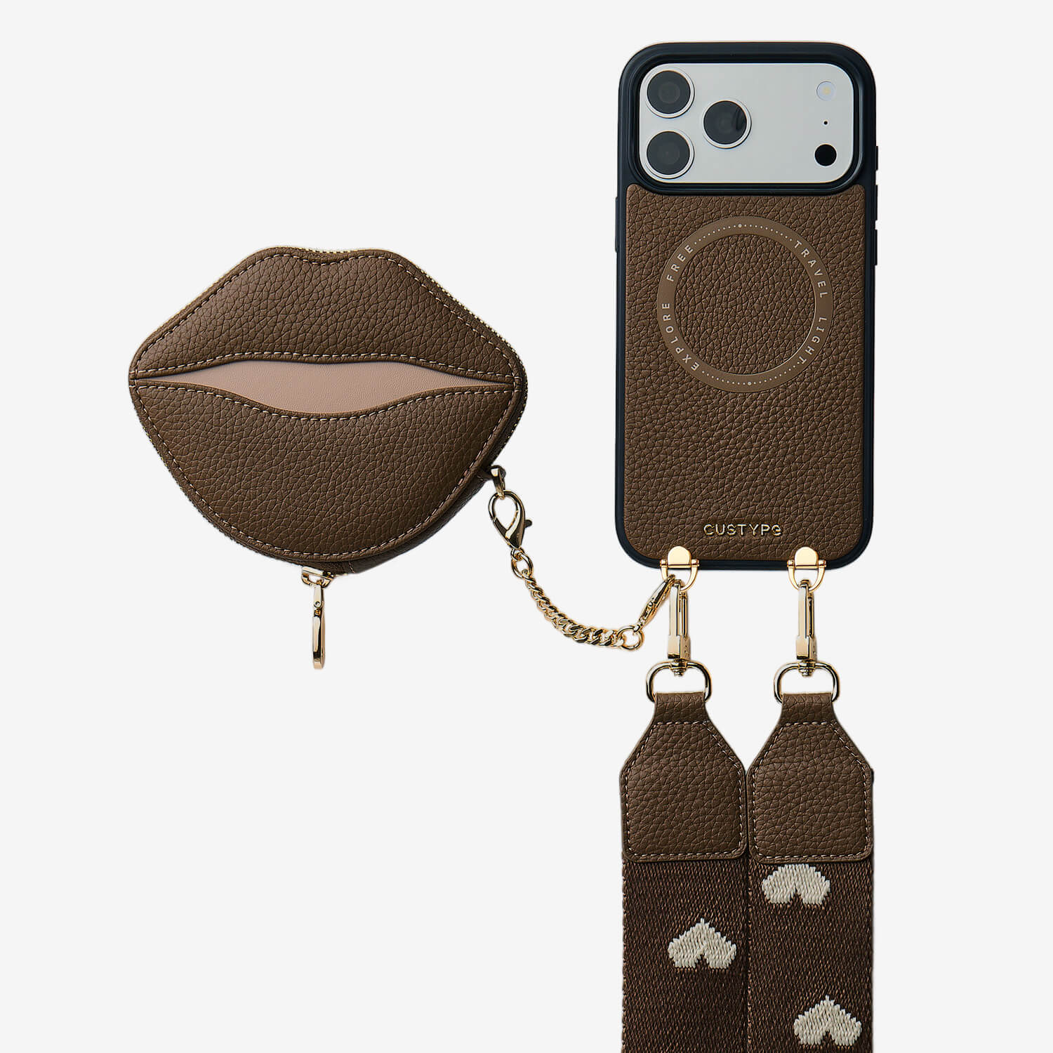 ルトリー・キス ― マグネット式リップポーチ付き iPhone クロスボディケース