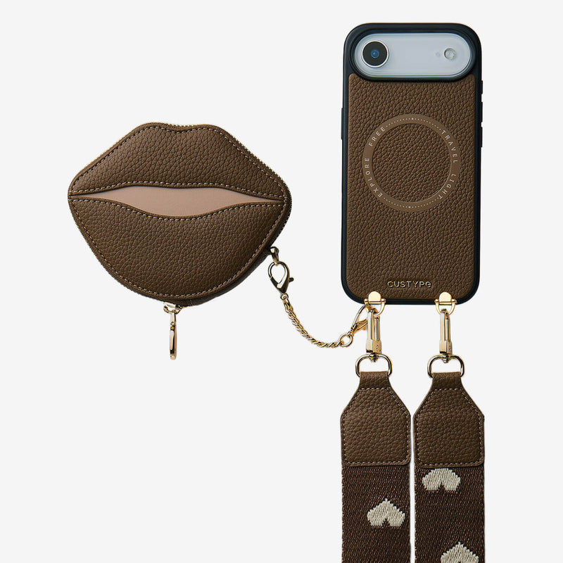 Sultry Kiss- iPhone Crosssbody Case with Magnetic Lip Pouch-Custype