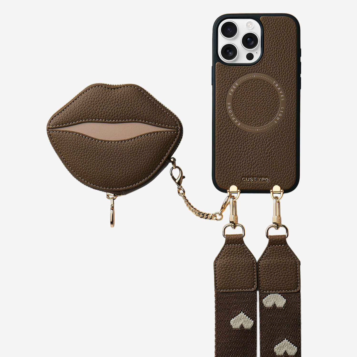 Sultry Kiss- iPhone Crosssbody Case with Magnetic Lip Pouch - iPhone 16 Pro