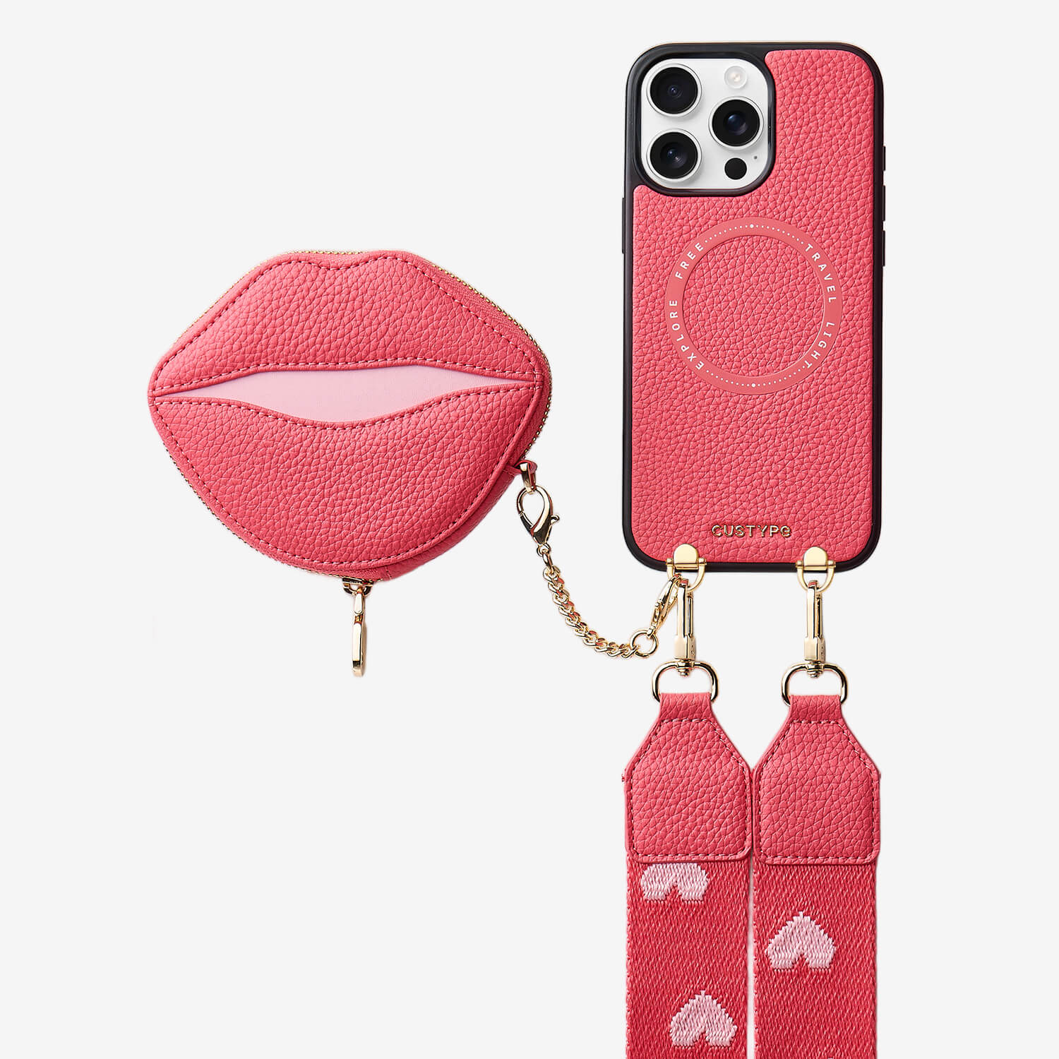 ルトリー・キス ― マグネット式リップポーチ付き iPhone クロスボディケース