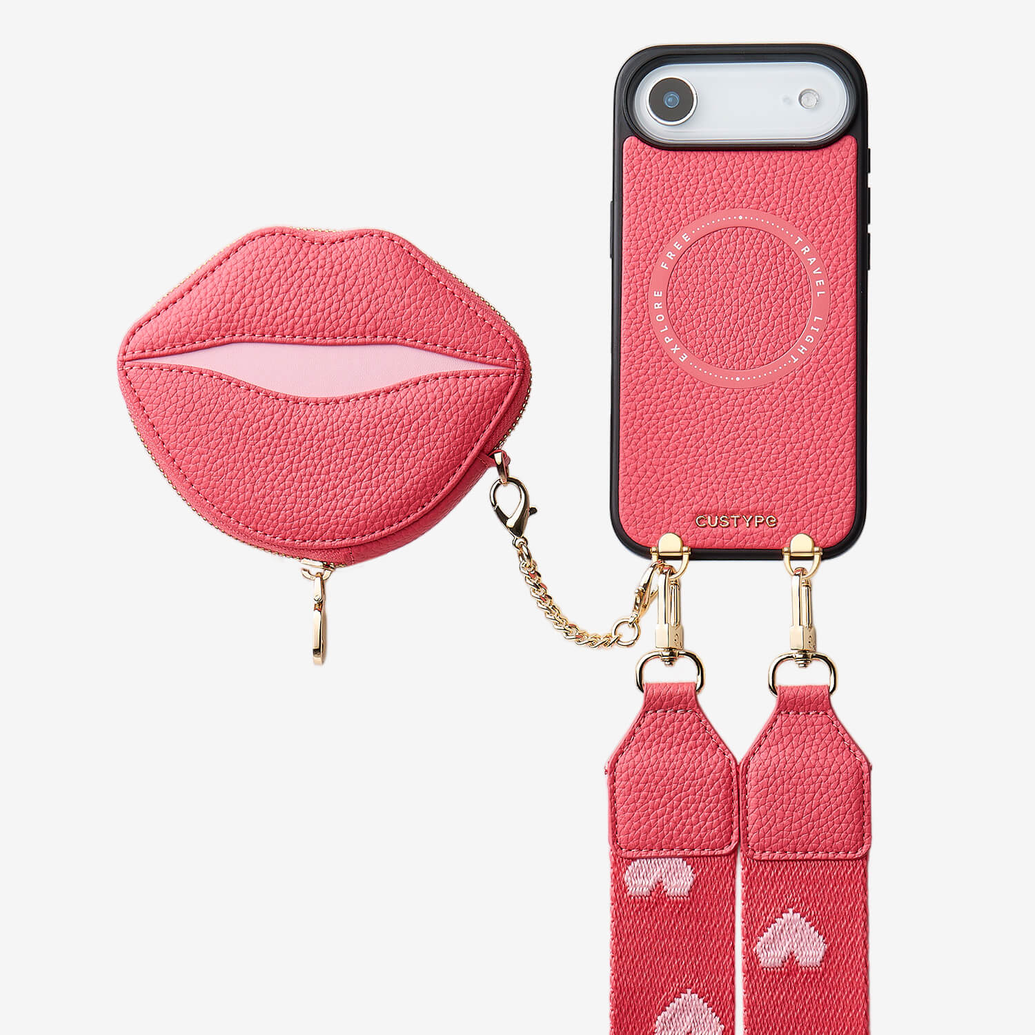 Sultry Kiss- iPhone Crosssbody Case with Magnetic Lip Pouch-Custype