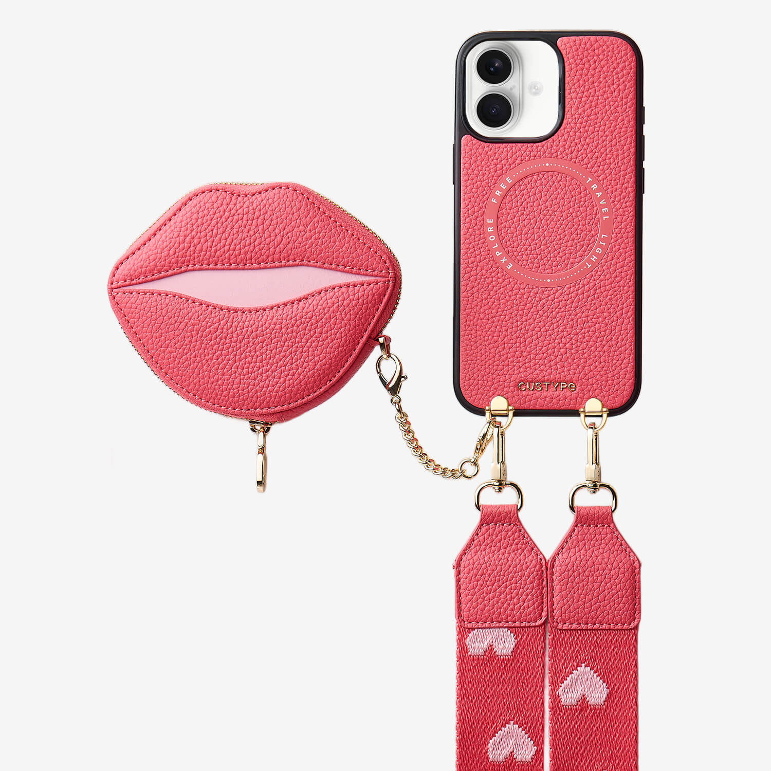 ルトリー・キス ― マグネット式リップポーチ付き iPhone クロスボディケース